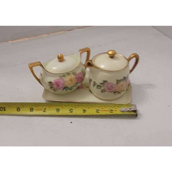 Vintage Porcelain Creamer & Sugar bowl with Plate - Picture 5 of 6